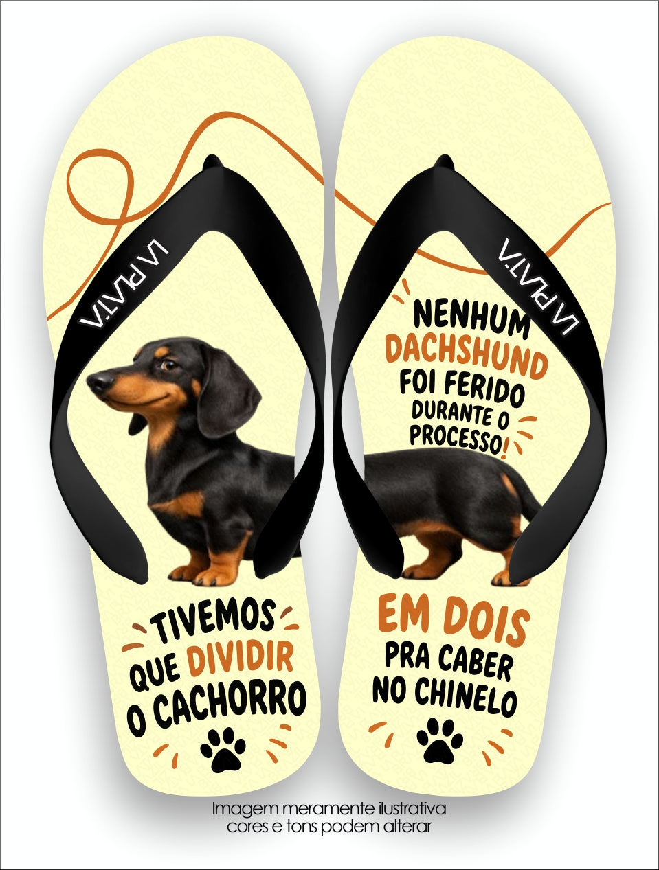 Chinelo Tradicional La Patinhas Dogs Dividimos o Dachshund