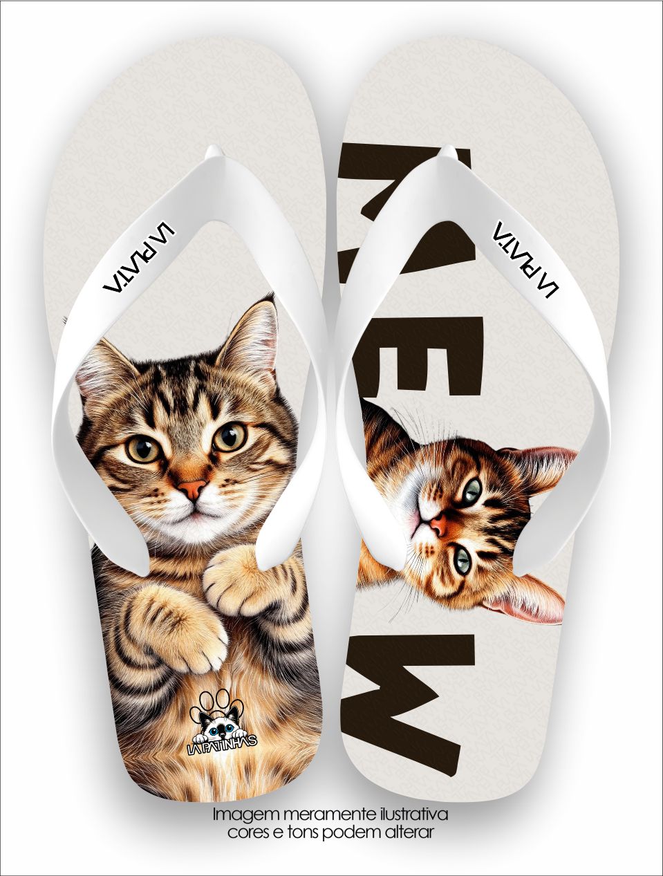 Chinelo Tradicional La Patinhas Cats Gato Rajado MEOW
