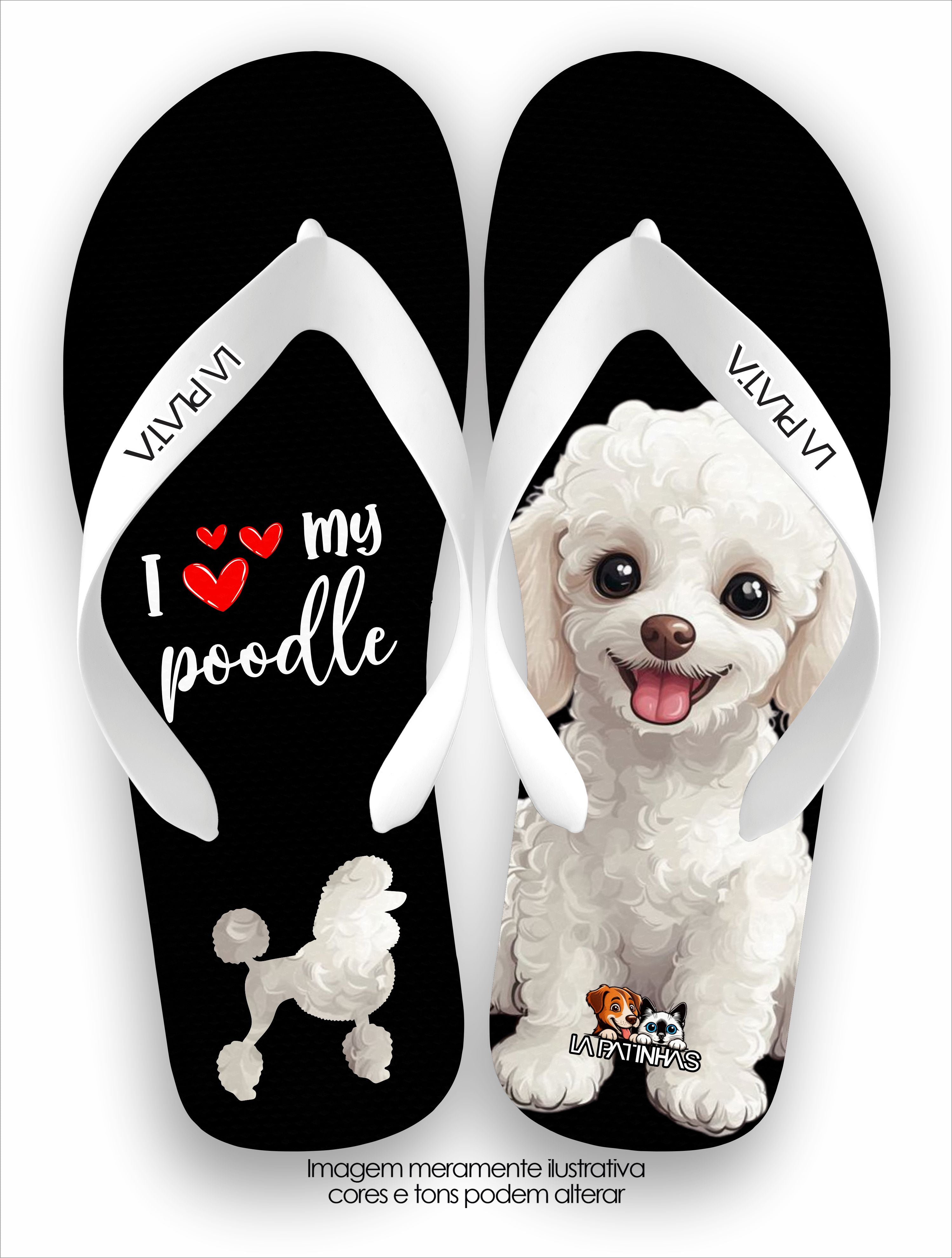 Chinelo Tradicional La Patinhas Dogs I Love My Poodle