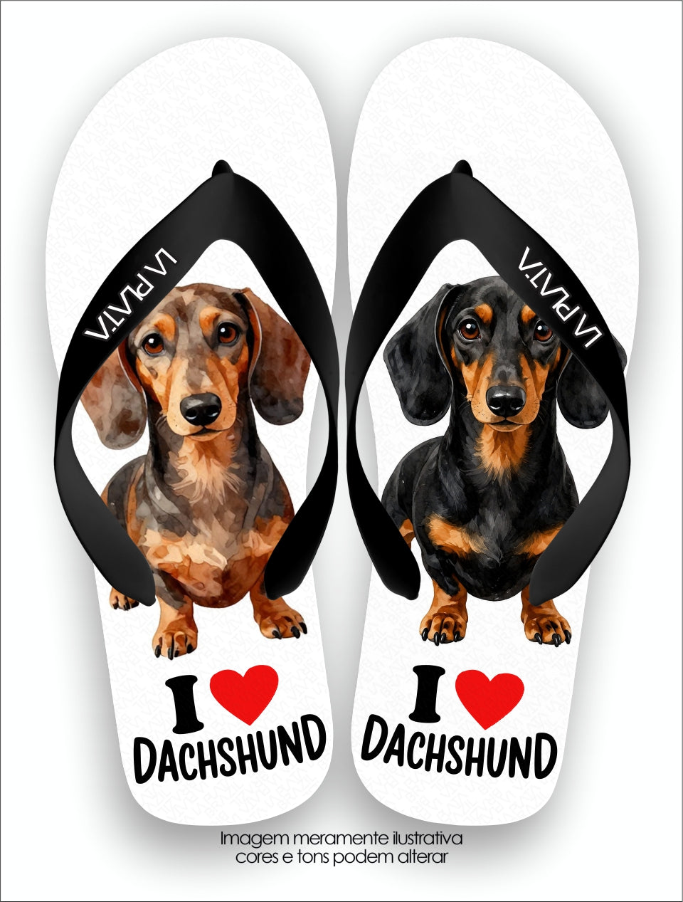Chinelo Tradicional La Patinhas Dogs Dachshund Amor Alongado