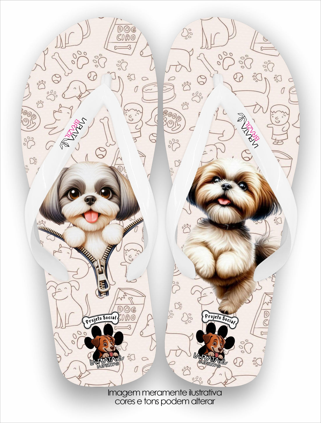 Chinelo Tradicional La Patinhas Feminina Shih-Tzu Correndo