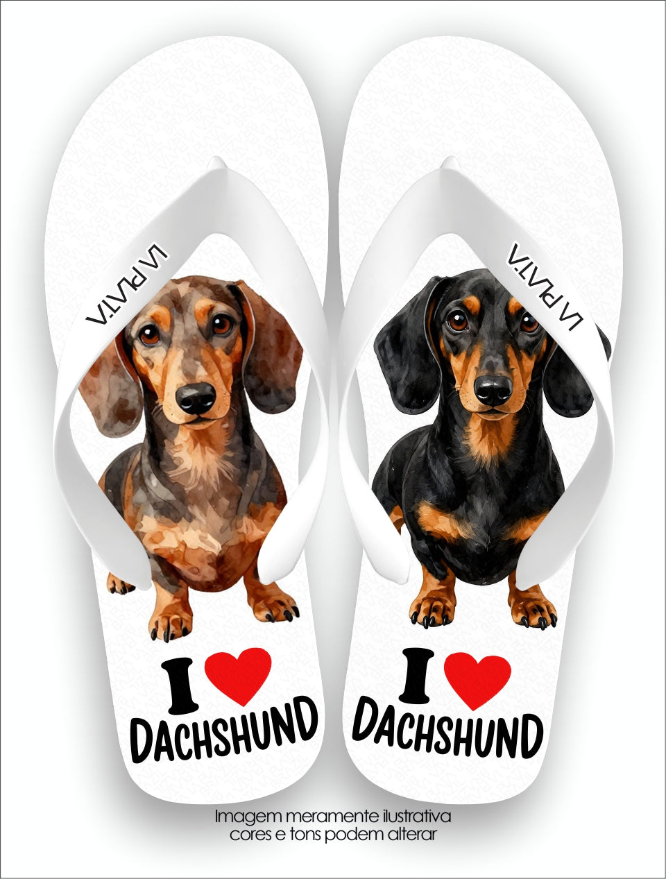 Chinelo Tradicional La Patinhas Dogs Dachshund Amor Alongado