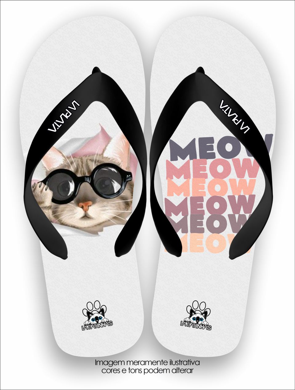 Chinelo Tradicional La Patinhas Cats Gato de Óculos