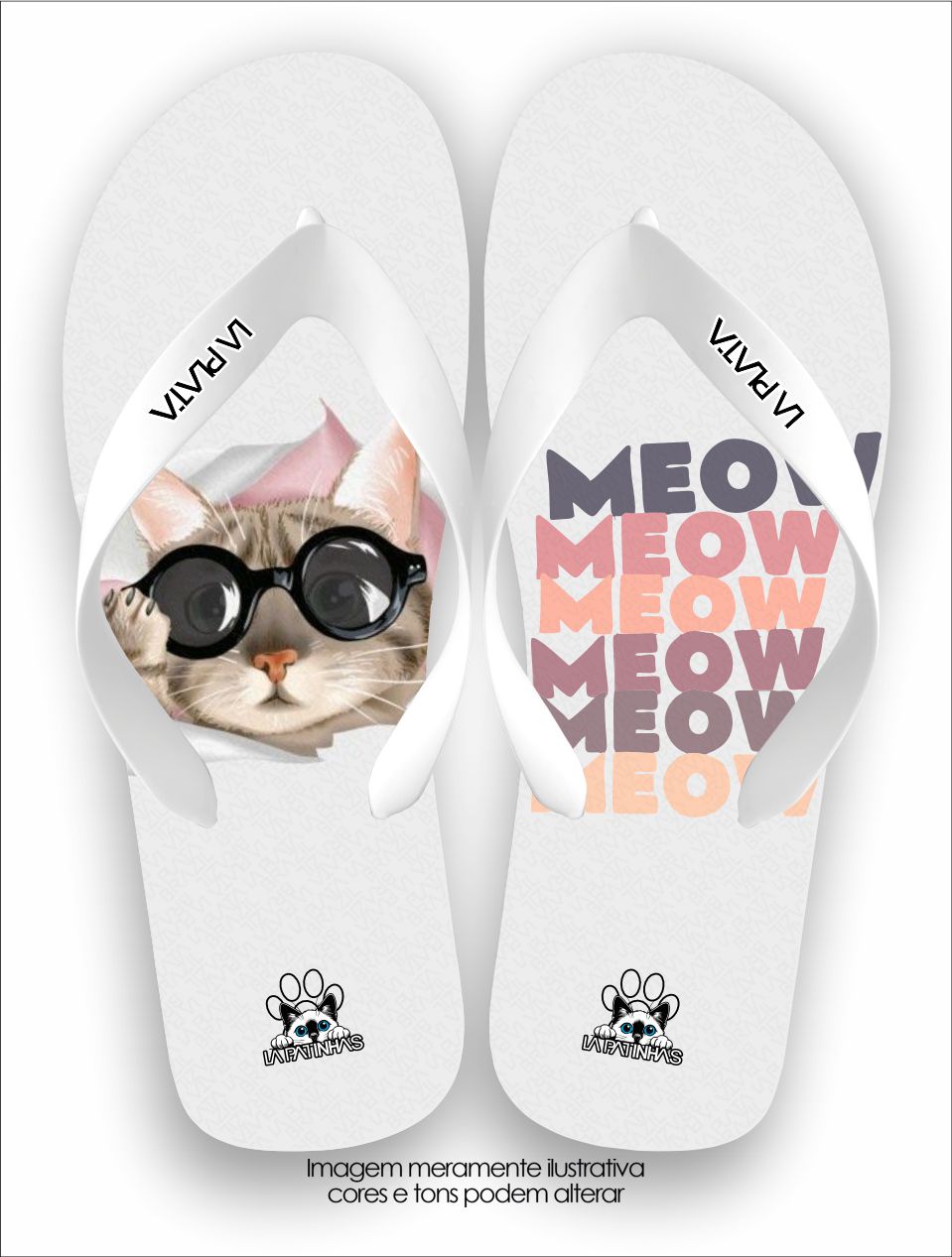Chinelo Tradicional La Patinhas Cats Gato de Óculos