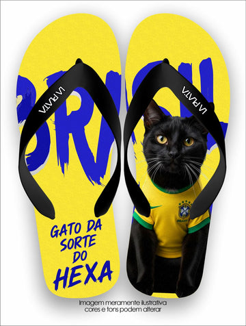 Chinelo Tradicional La Copa Pets Gato Preto Brasileiro