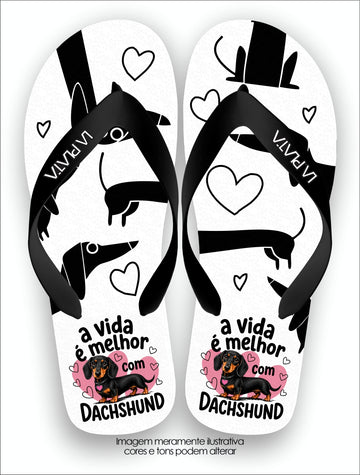 Chinelo Tradicional La Patinhas Dogs Dachshund Preto