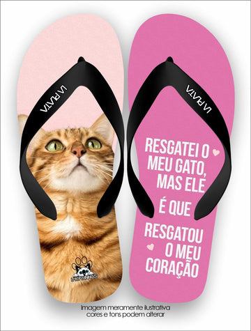 Chinelo Tradicional La Patinhas Cats Meu gato me resgatou