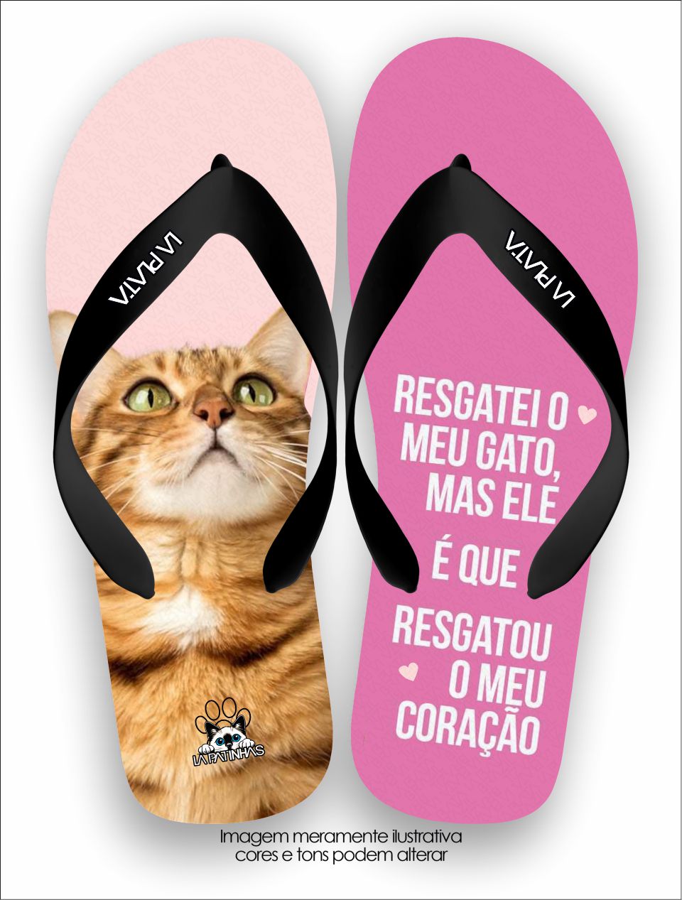 Chinelo Tradicional La Patinhas Cats Meu gato me resgatou
