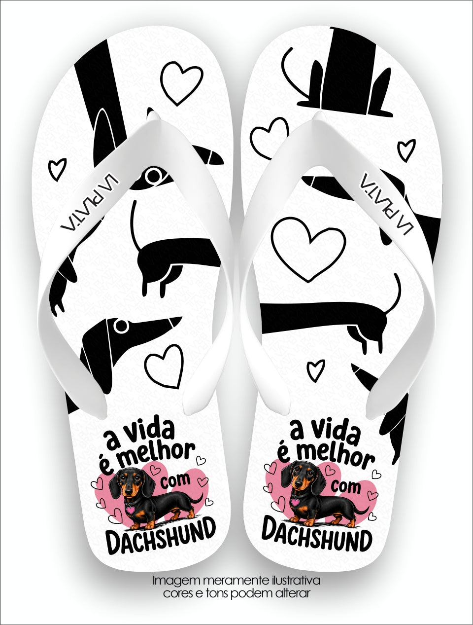 Chinelo Tradicional La Patinhas Dogs Dachshund Preto