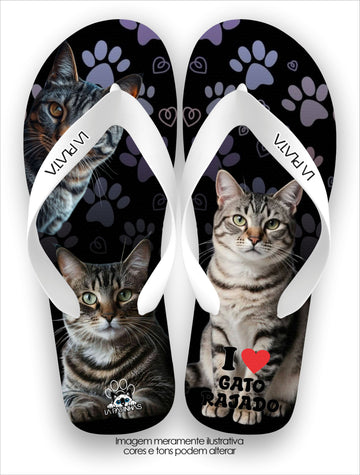 Chinelo Tradicional La Patinhas Cats Patinhas Black