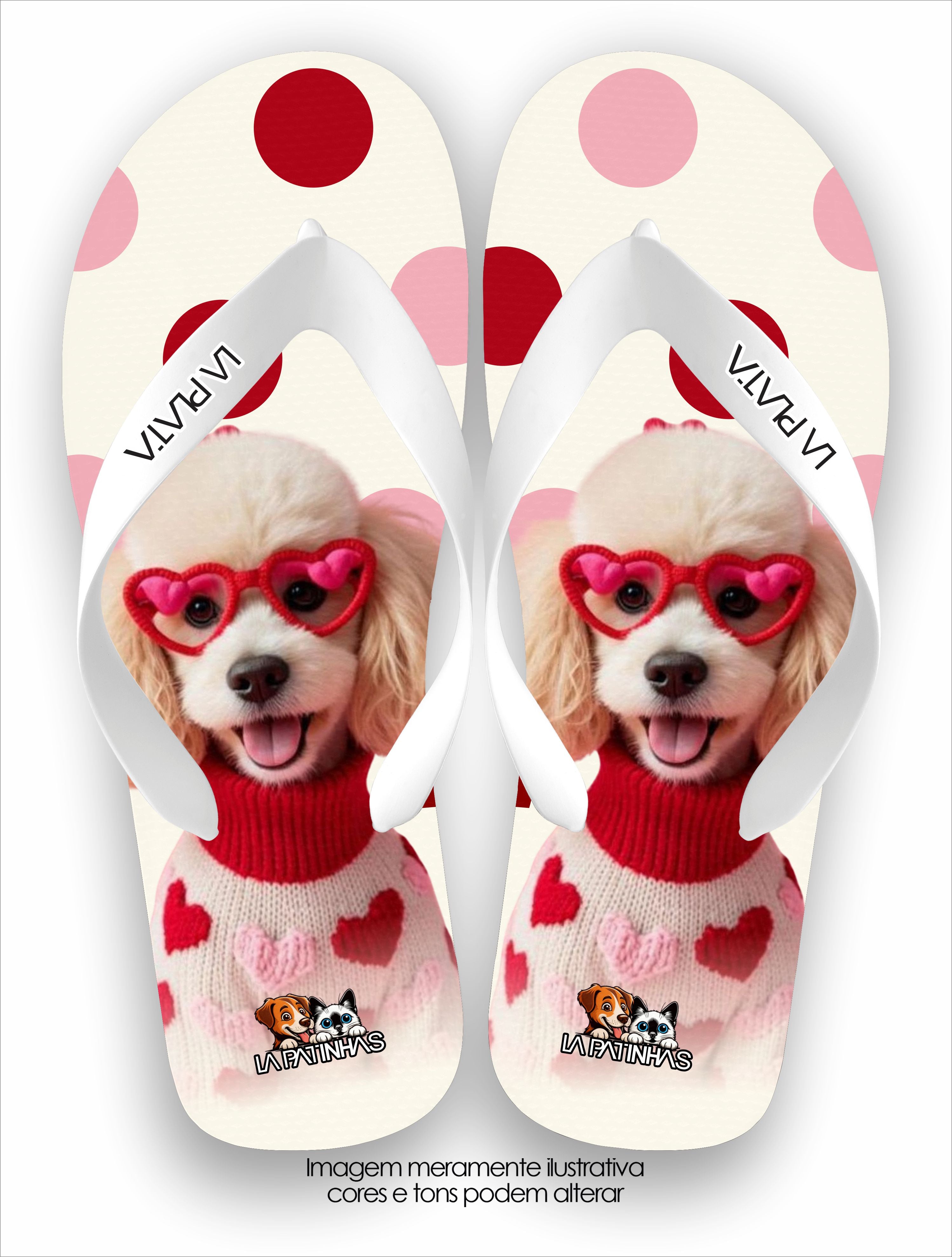 Chinelo Tradicional La Patinhas Dogs Poodle Cherrie