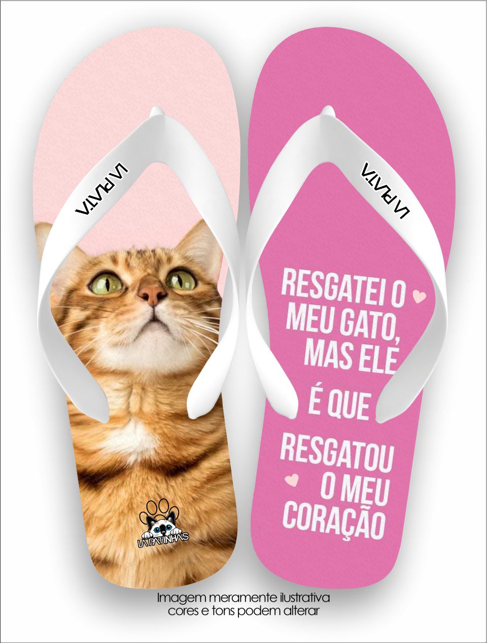 Chinelo Tradicional La Patinhas Cats Meu gato me resgatou