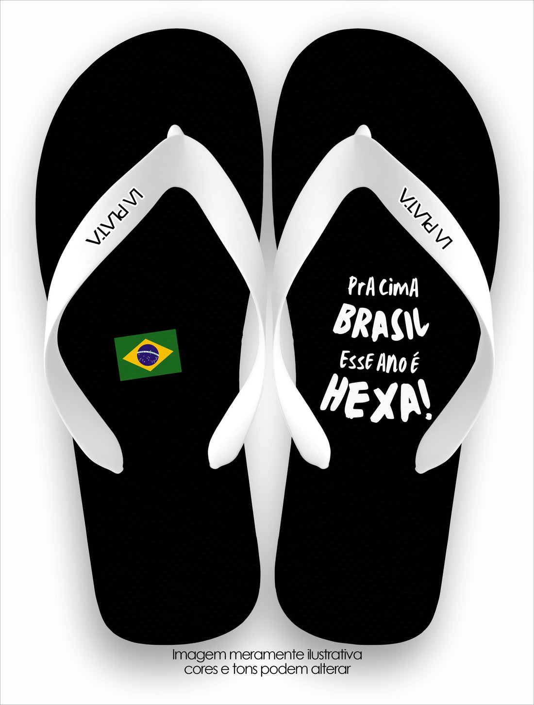 Chinelo Tradicional La Copa 2026 Hexa Brasil Preto