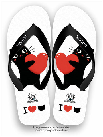 Chinelo Tradicional La Patinhas Cats Eu Amo Gatos