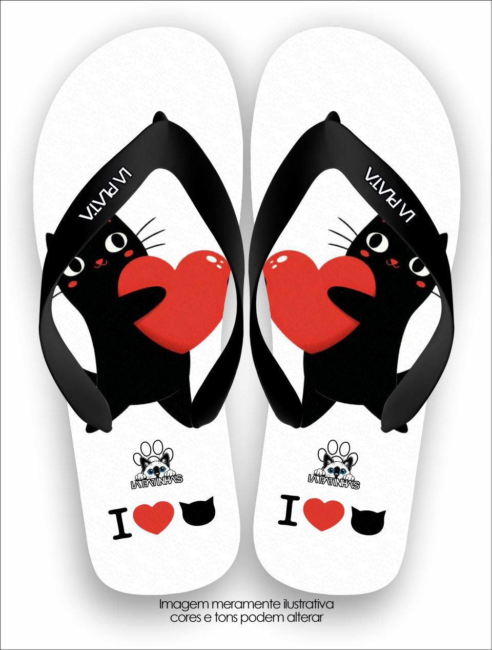 Chinelo Tradicional La Patinhas Cats Eu Amo Gatos