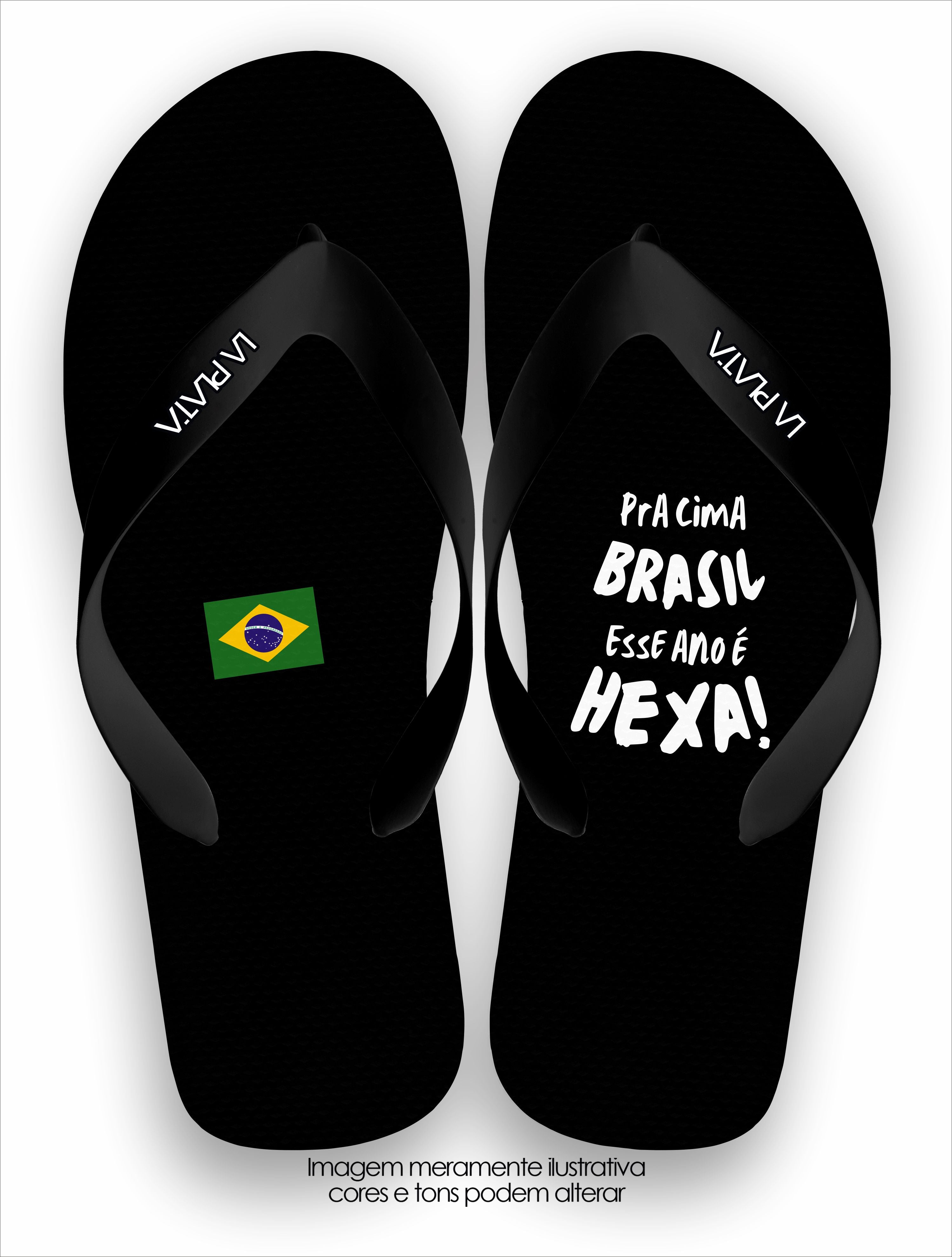 Chinelo Tradicional La Copa 2026 Hexa Brasil Preto