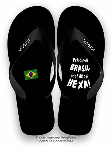 Chinelo Tradicional La Copa 2026 Hexa Brasil Preto