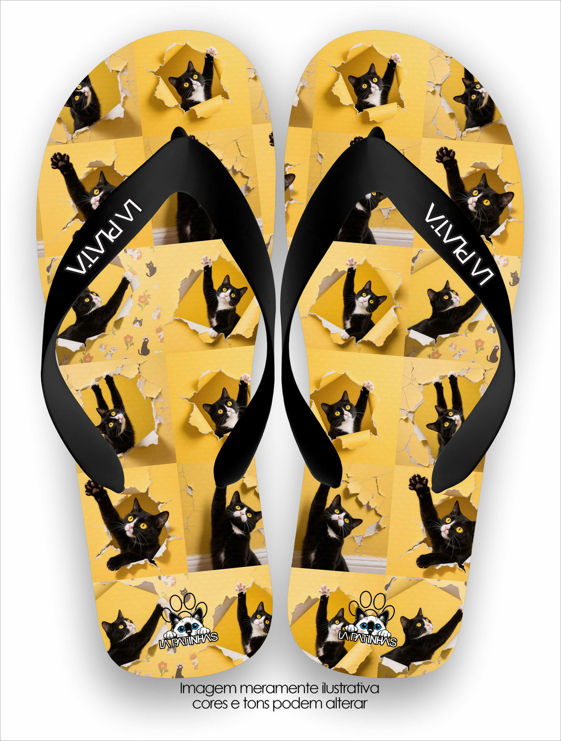 Chinelo Tradicional La Patinhas Cats Gold