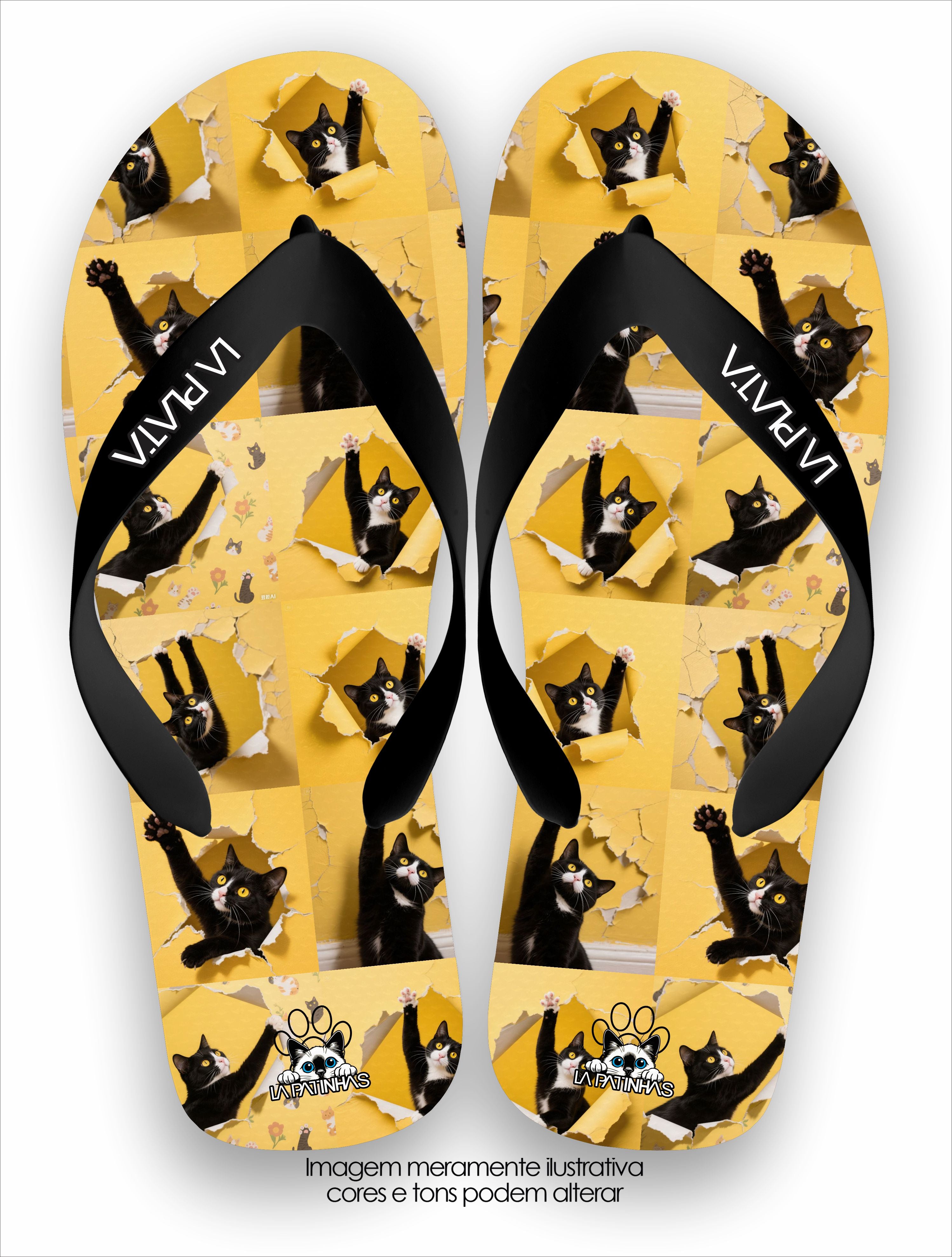 Chinelo Tradicional La Patinhas Cats Gold