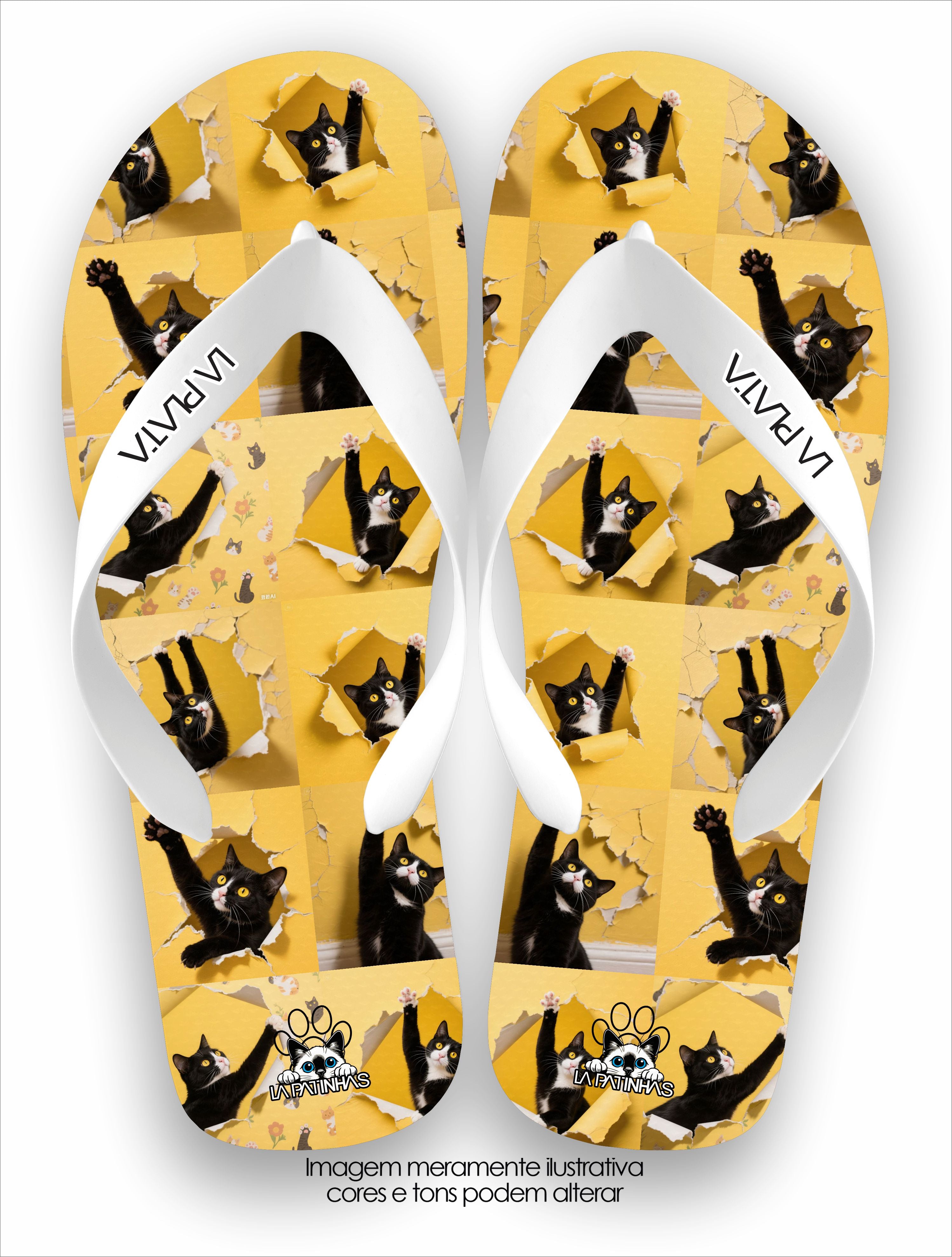 Chinelo Tradicional La Patinhas Cats Gold