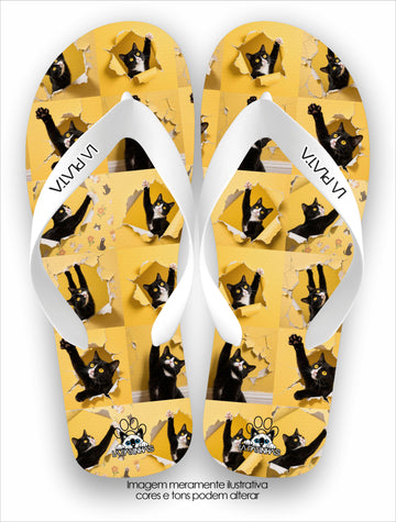 Chinelo Tradicional La Patinhas Cats Gold