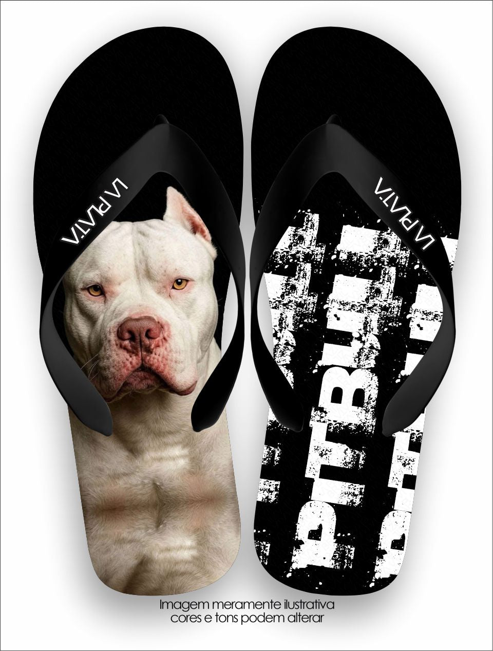Chinelo Tradicional La Patinhas Dogs Pitbull Branco Snow