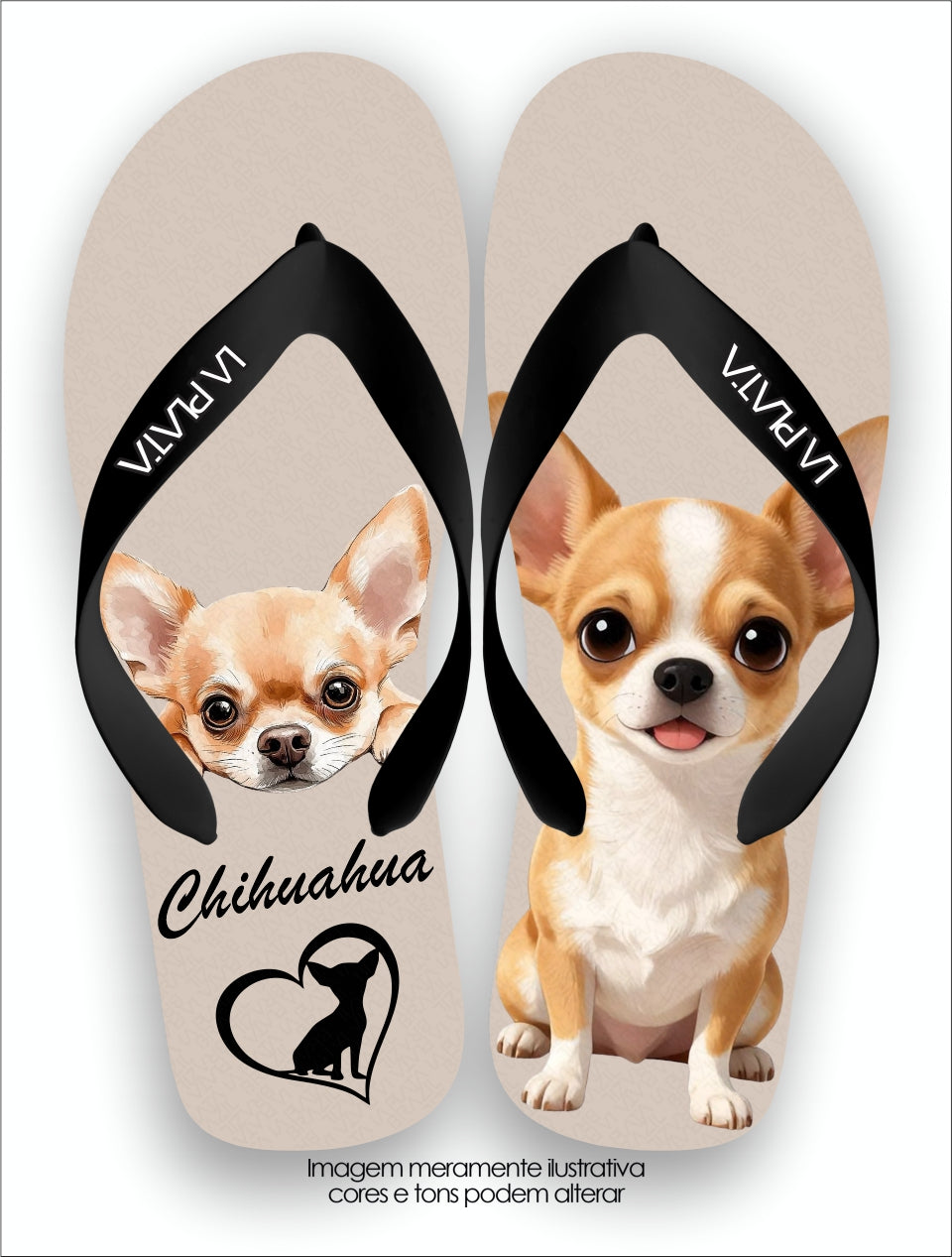 Chinelo Tradicional La Patinhas Dogs Chihuahua Caramelo