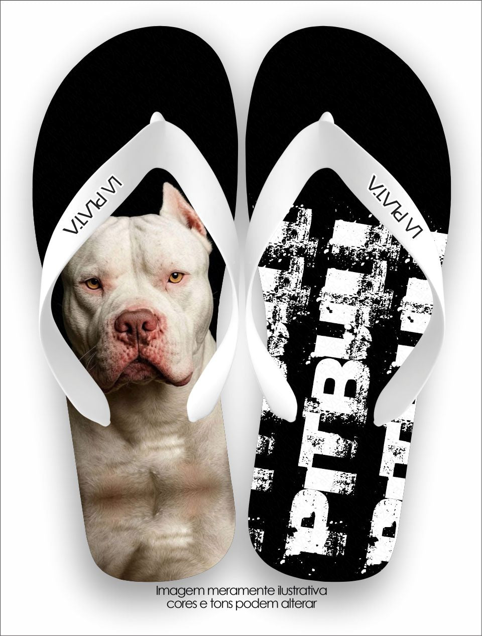 Chinelo Tradicional La Patinhas Dogs Pitbull Branco Snow