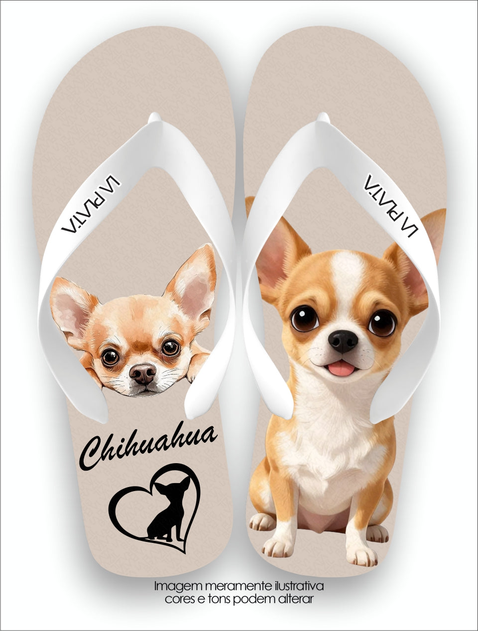 Chinelo Tradicional La Patinhas Dogs Chihuahua Caramelo