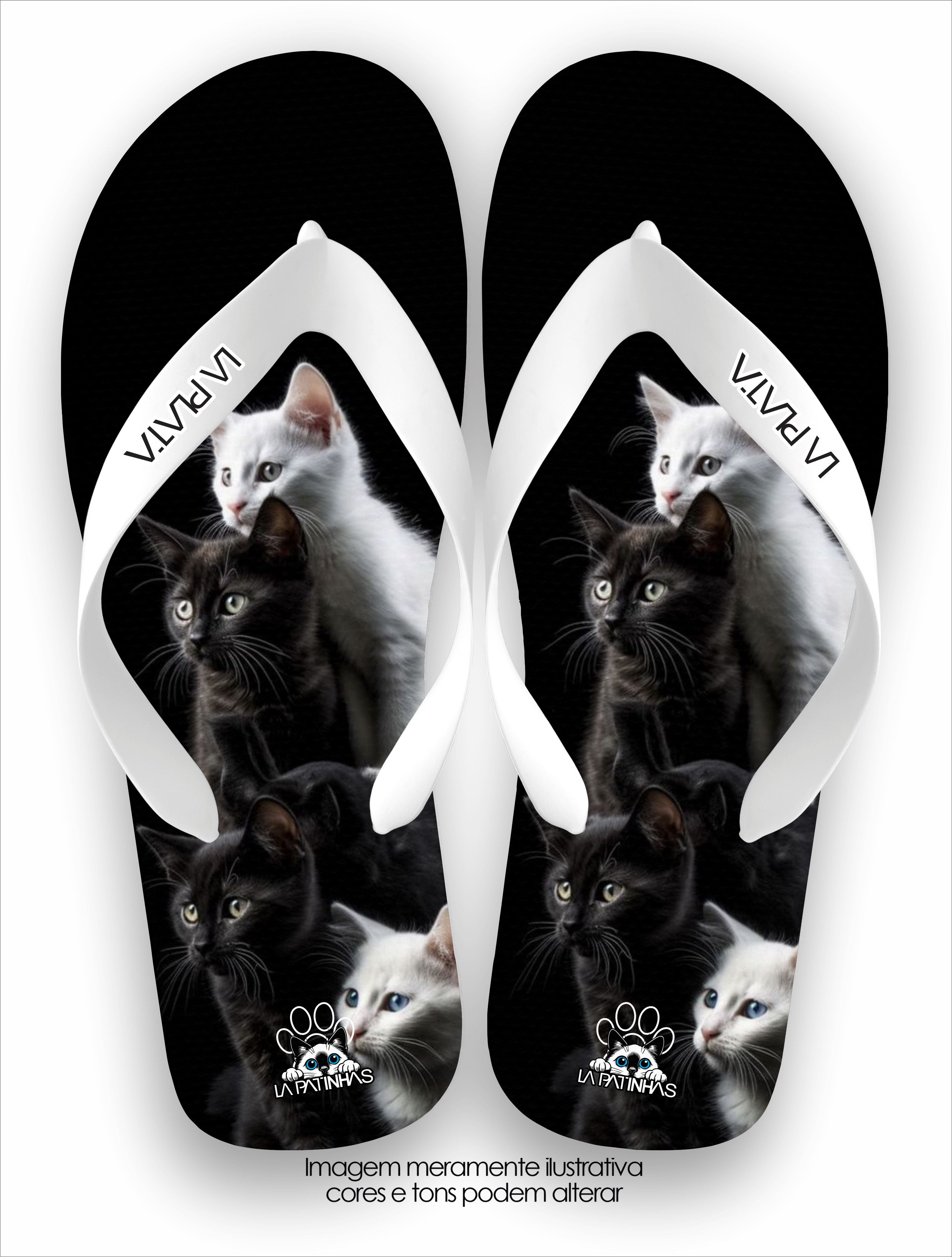 Chinelo Tradicional La Patinhas Cats Night