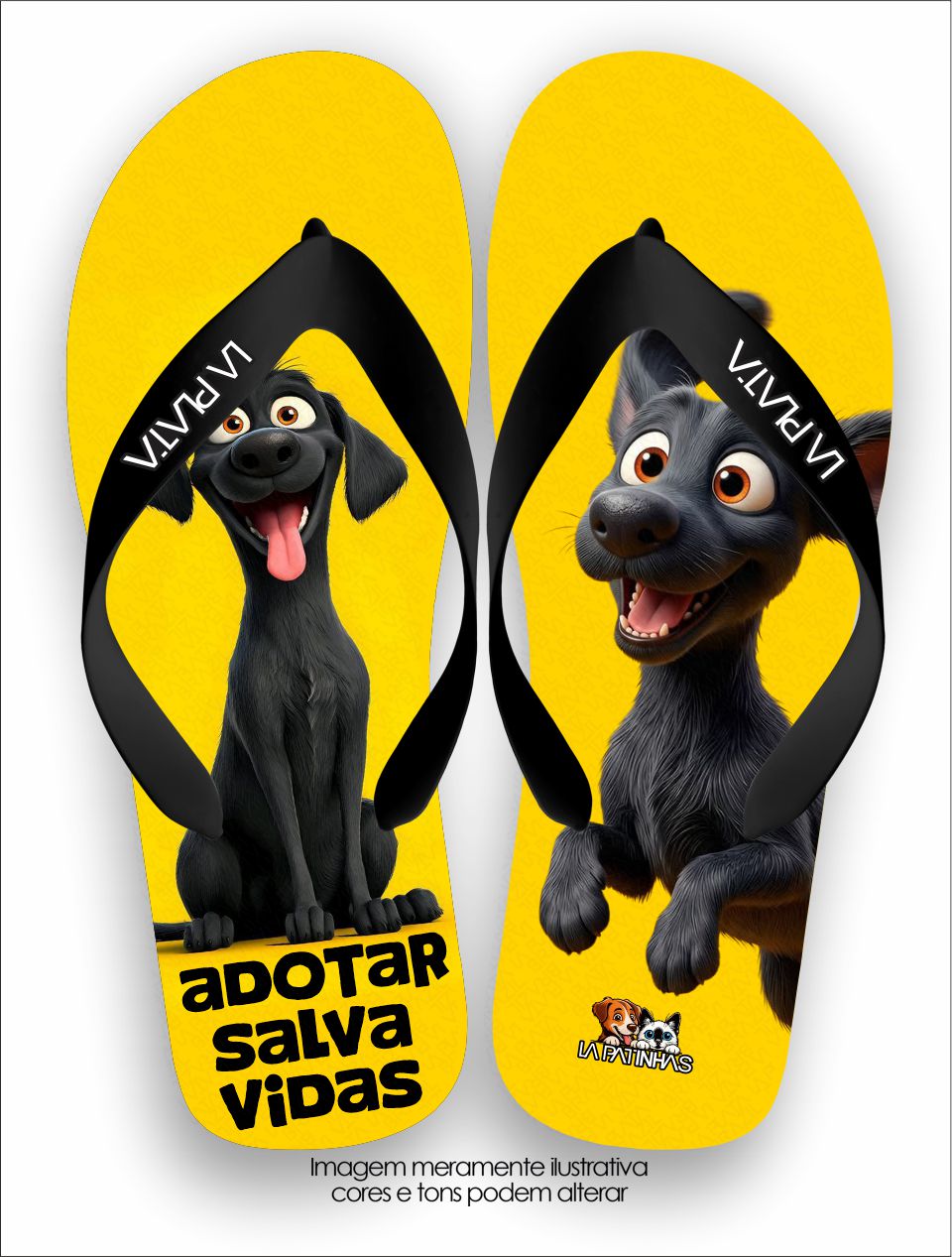 Chinelo Tradicional La Patinhas Dogs Adotar Salva Vidas Caramelo