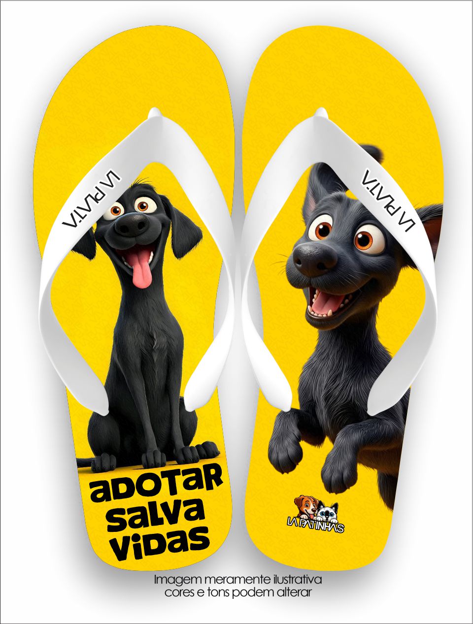 Chinelo Tradicional La Patinhas Dogs Adotar Salva Vidas Caramelo