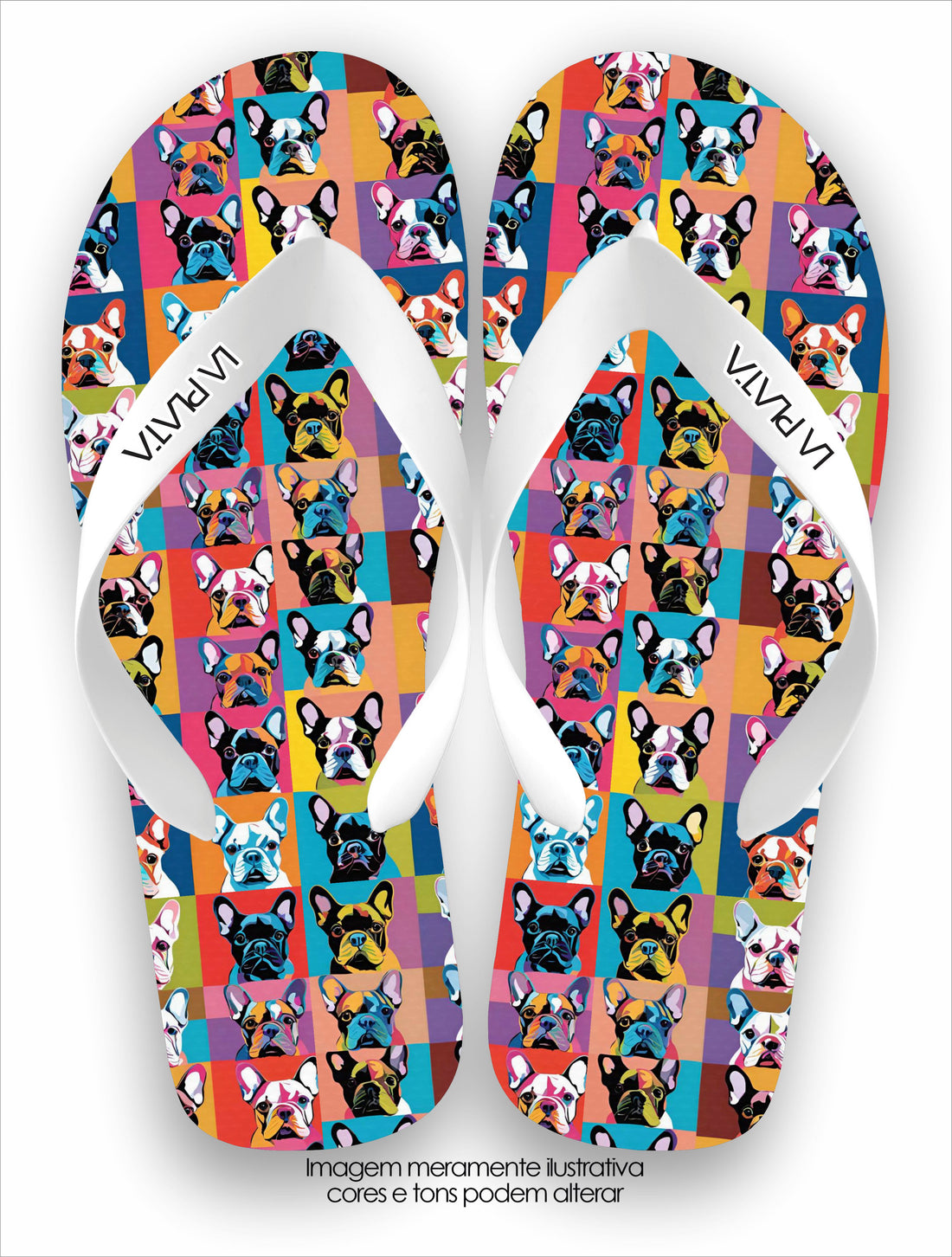Chinelo Tradicional La Patinhas Dogs Buldogue Francês Mosaico
