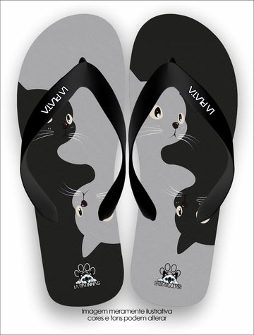 Chinelo Tradicional La Patinhas Cats Gato Yin e Yang