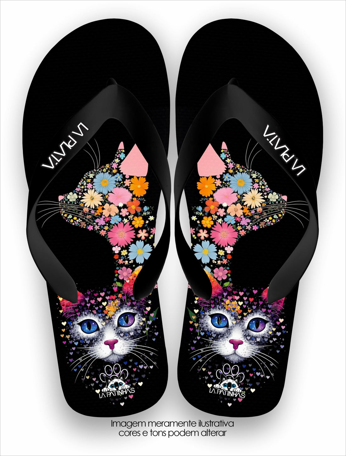 Chinelo Tradicional La Patinhas Cats Floral