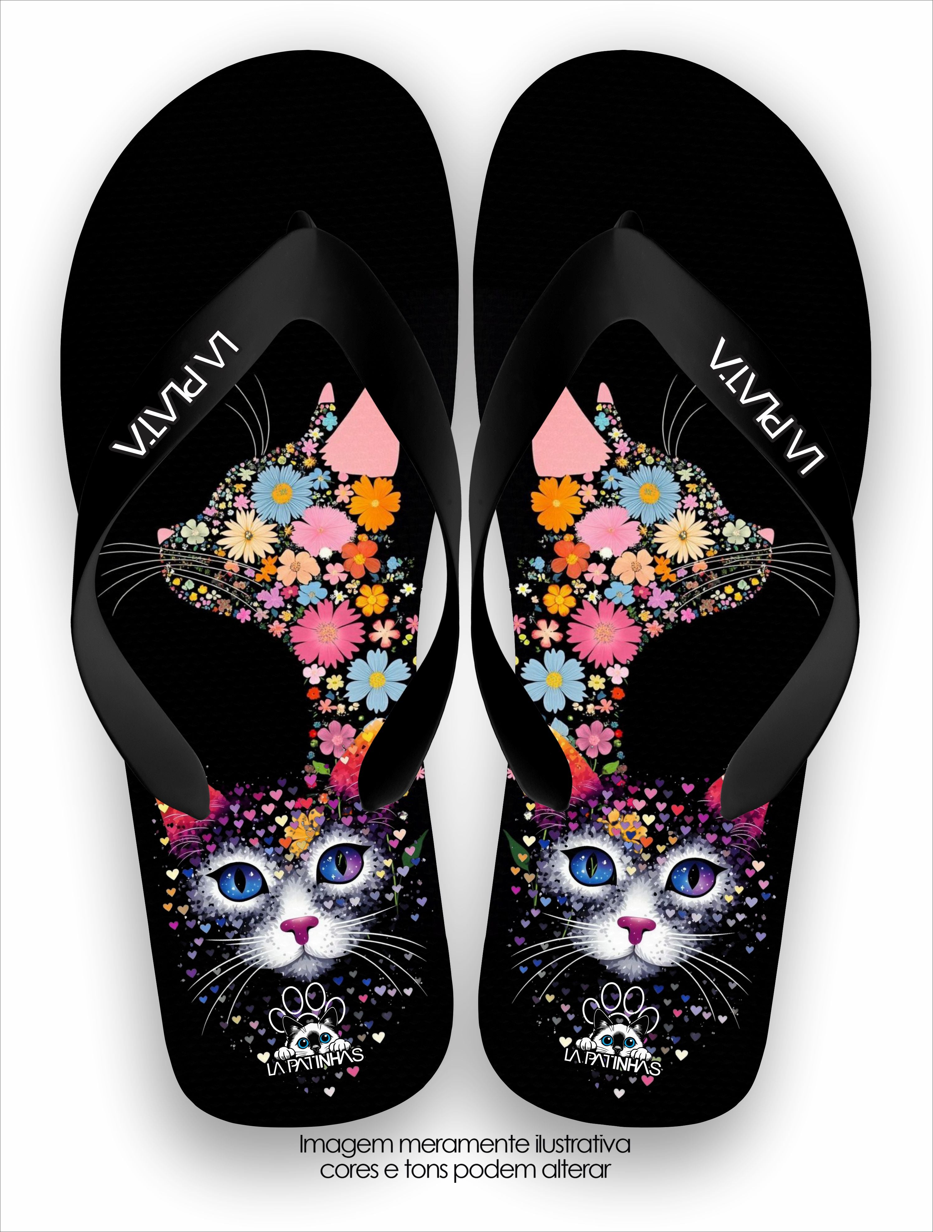 Chinelo Tradicional La Patinhas Cats Floral