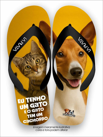 Chinelo Tradicional La Patinhas Dogs O Gato Tem um Cachorro