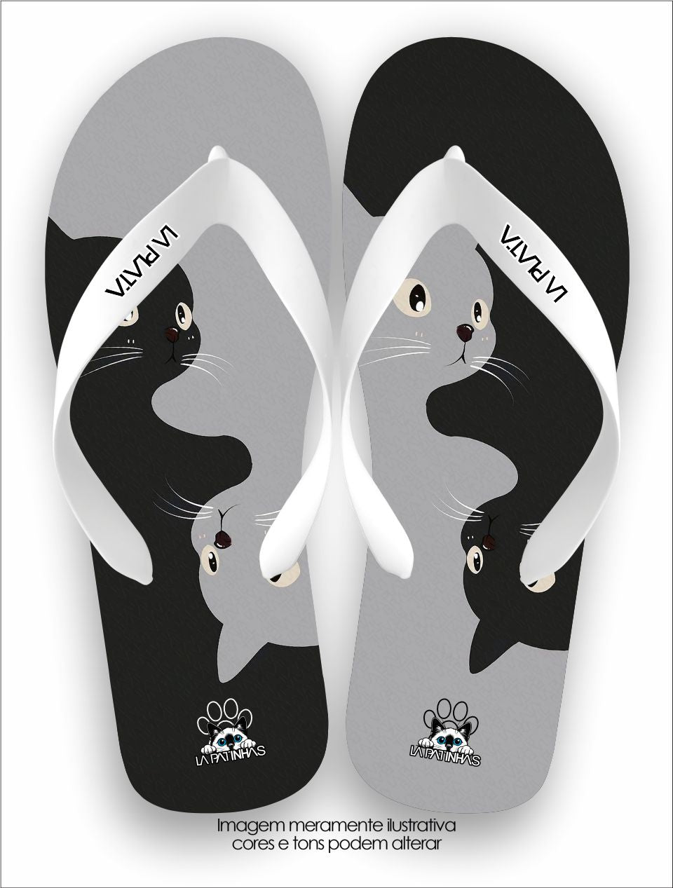 Chinelo Tradicional La Patinhas Cats Gato Yin e Yang