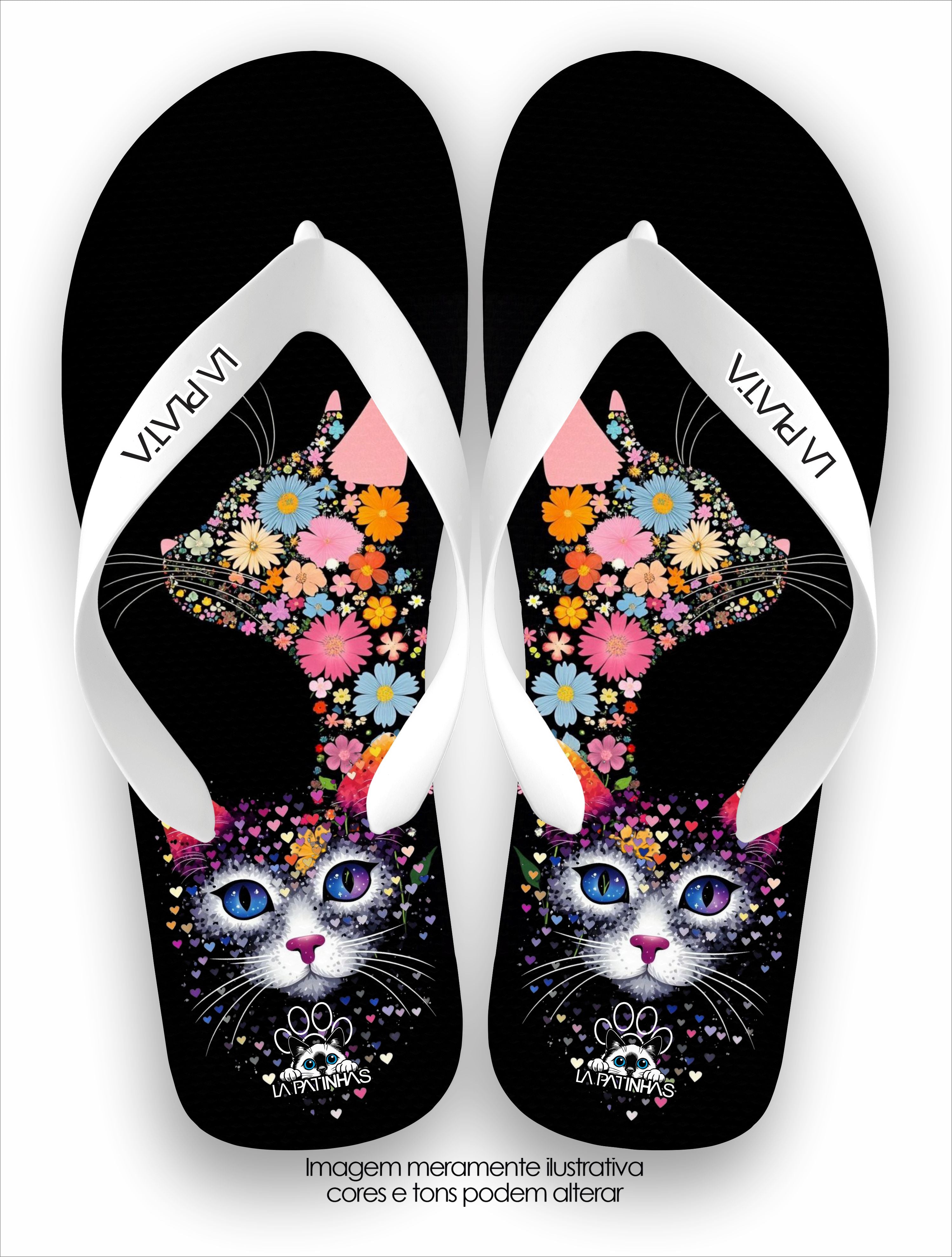 Chinelo Tradicional La Patinhas Cats Floral