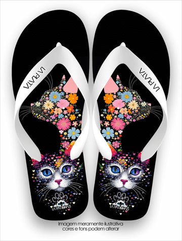 Chinelo Tradicional La Patinhas Cats Floral