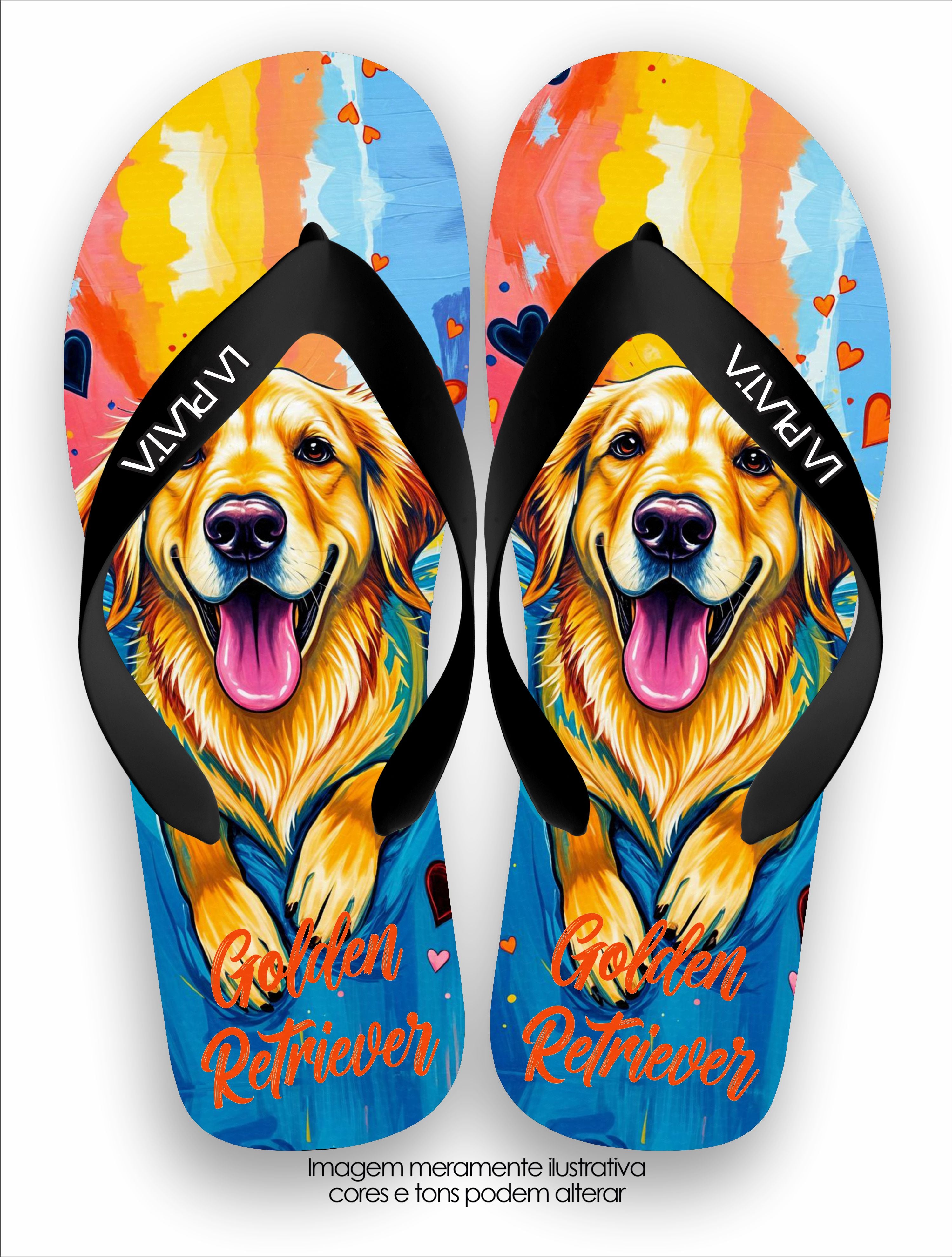 Chinelo Tradicional La Patinhas Dogs Golden Retriever Cores
