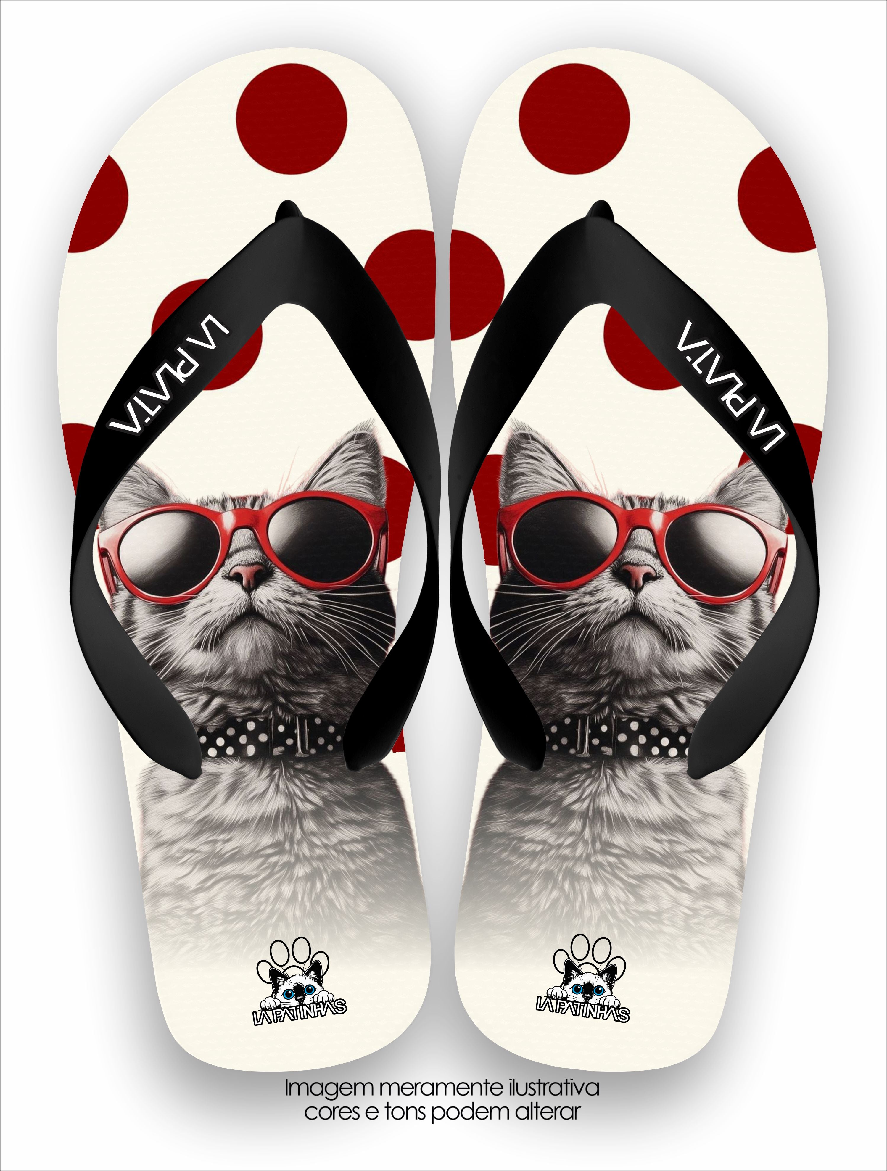 Chinelo Tradicional La Patinhas Cats Poá