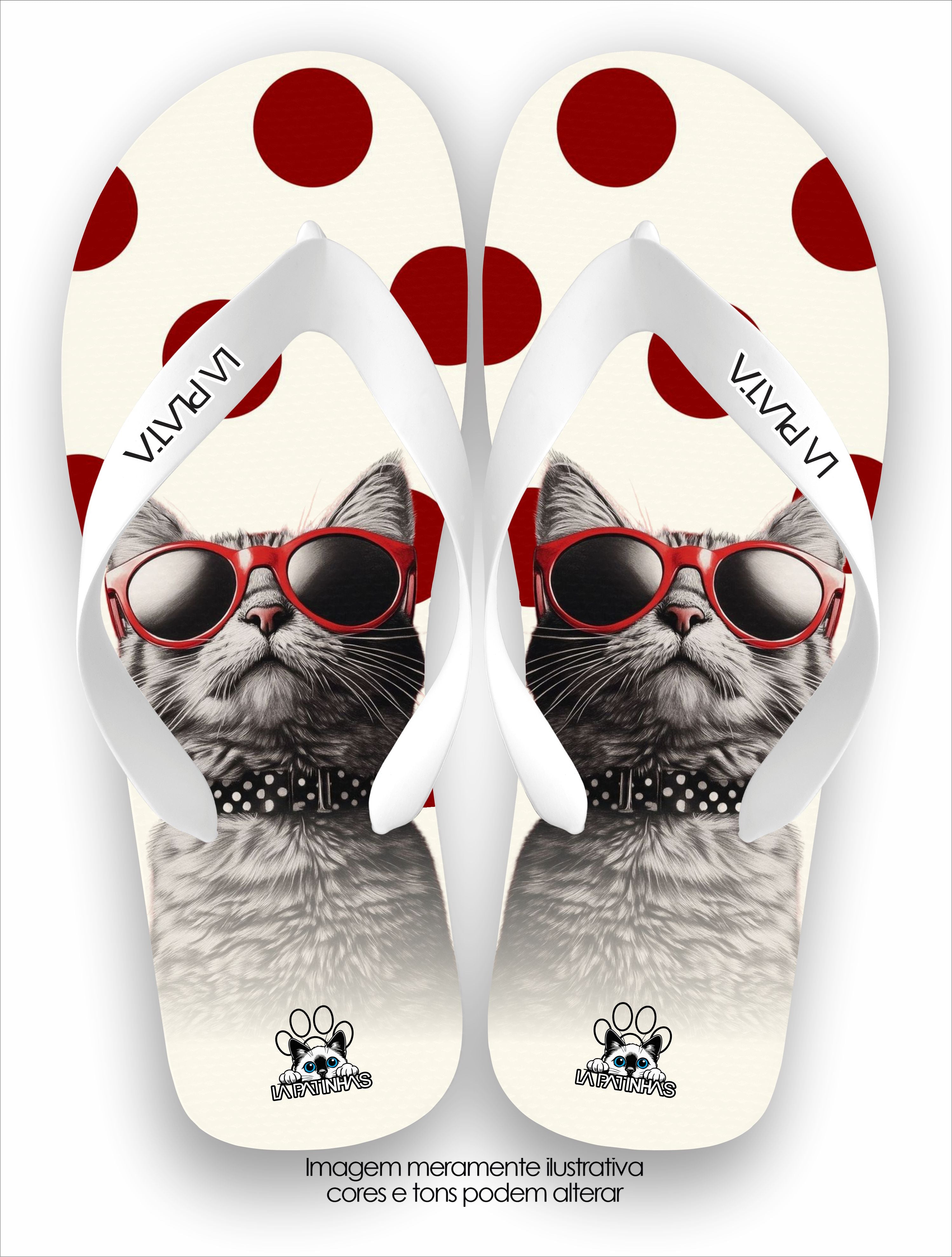 Chinelo Tradicional La Patinhas Cats Poá