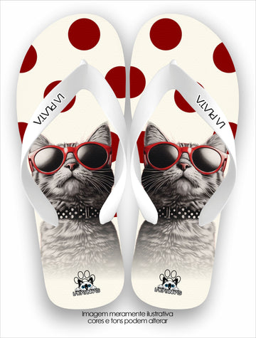 Chinelo Tradicional La Patinhas Cats Poá