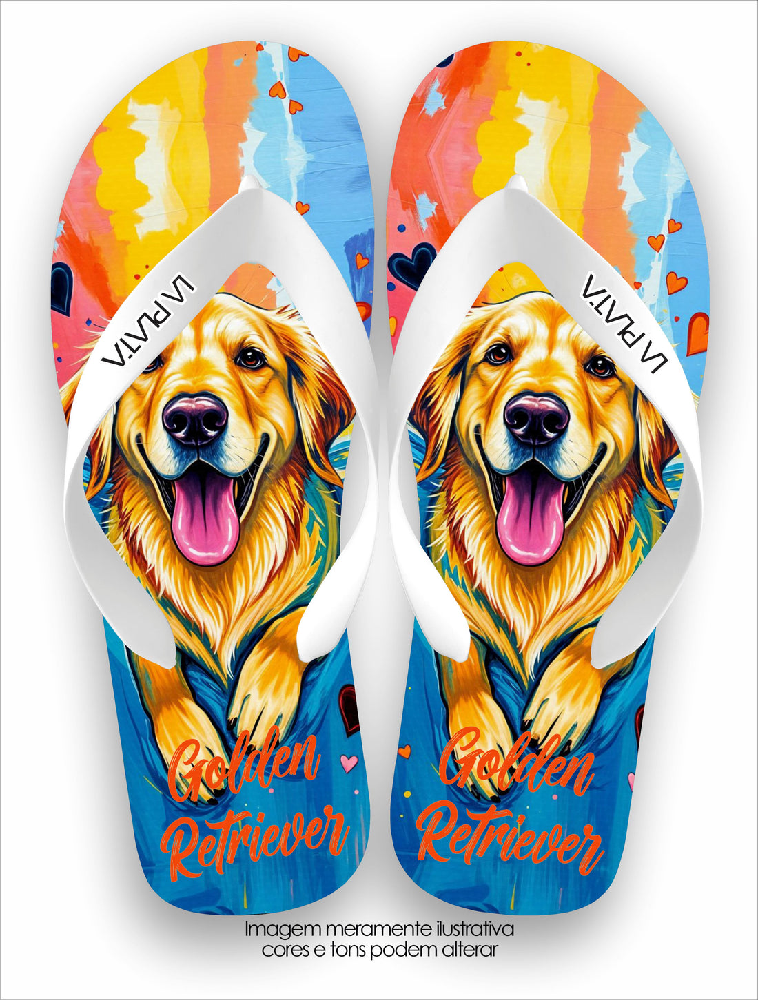 Chinelo Tradicional La Patinhas Dogs Golden Retriever Cores