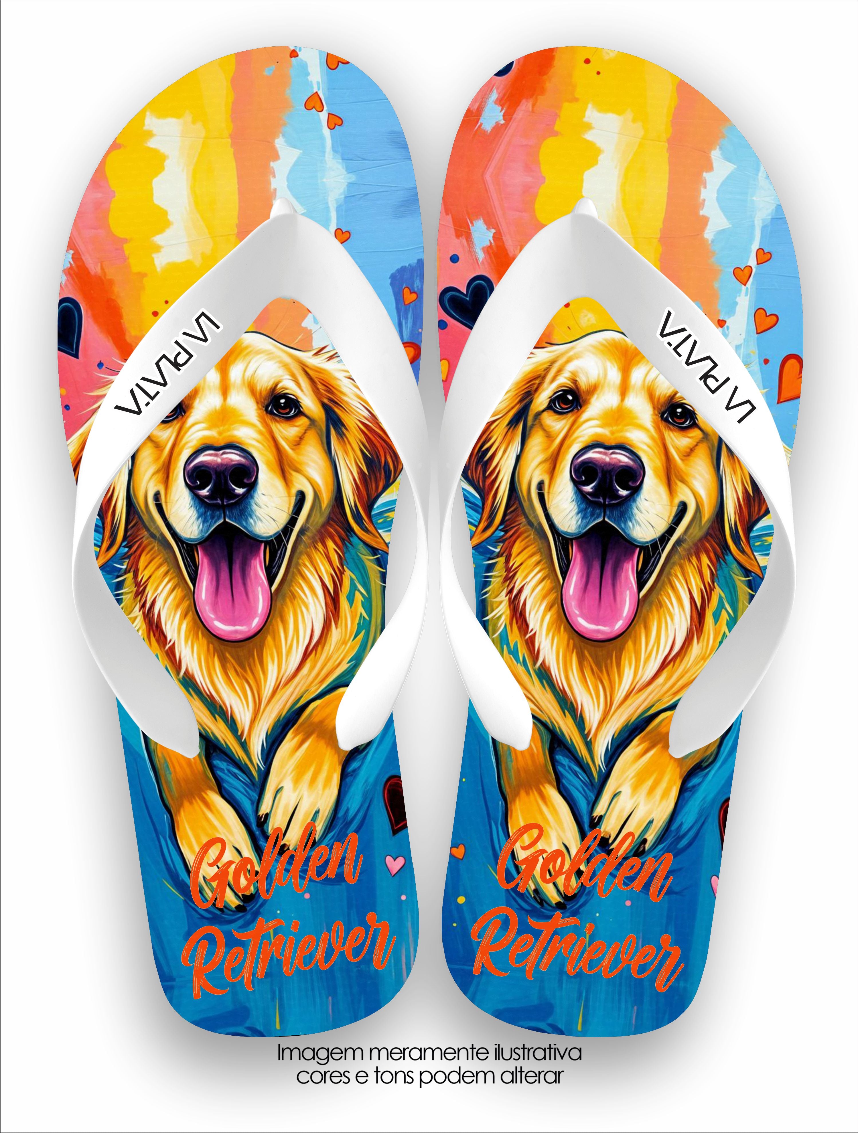 Chinelo Tradicional La Patinhas Dogs Golden Retriever Cores
