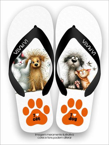 Chinelo Tradicional La Patinhas Dogs I Love Cats & I Love Dogs