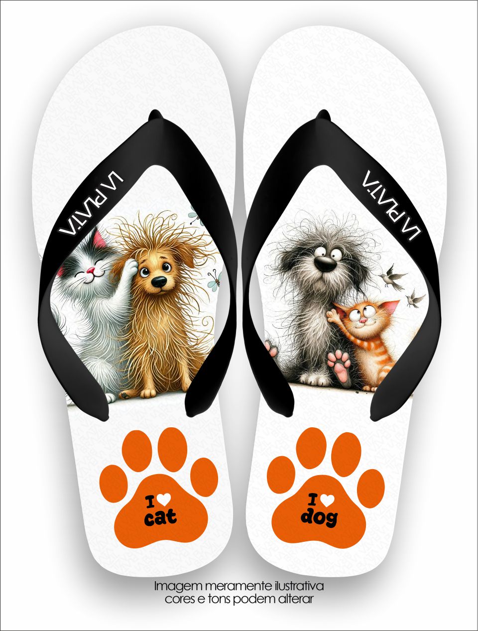Chinelo Tradicional La Patinhas Dogs I Love Cats & I Love Dogs