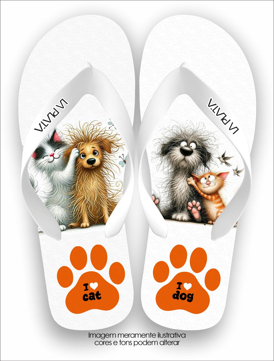 Chinelo Tradicional La Patinhas Dogs I Love Cats & I Love Dogs