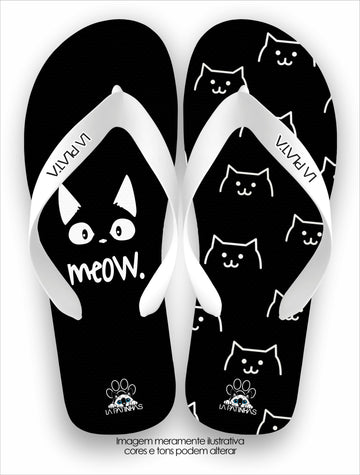 Chinelo Tradicional La Patinhas Cats Black